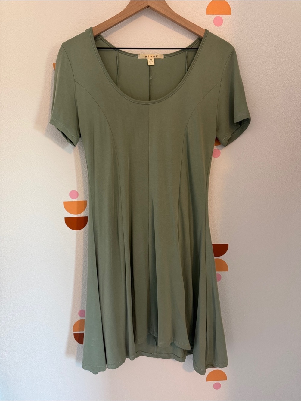 miami Olive Green Scoop Neck Swing Tunic N0056